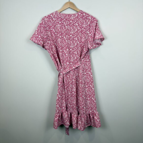 Naggoo Women's Summer Wrap Dresses V Neck Polka Dot Print Ruffle Short Sleeve - Picture 5 of 8